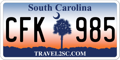 SC license plate CFK985