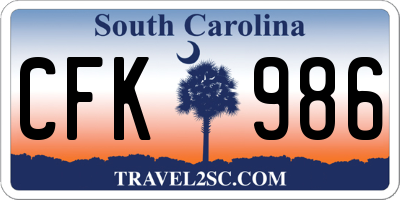 SC license plate CFK986