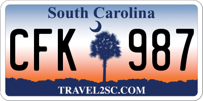 SC license plate CFK987