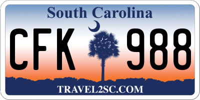SC license plate CFK988