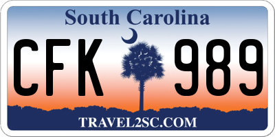 SC license plate CFK989