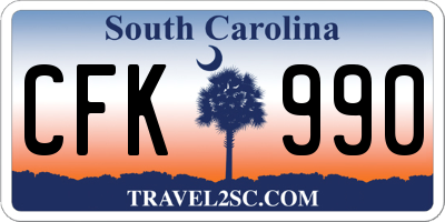 SC license plate CFK990