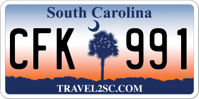 SC license plate CFK991