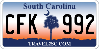 SC license plate CFK992