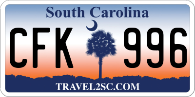 SC license plate CFK996