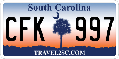 SC license plate CFK997