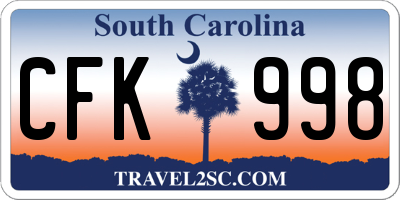 SC license plate CFK998