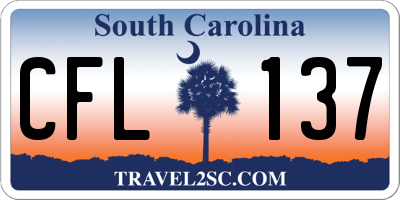 SC license plate CFL137