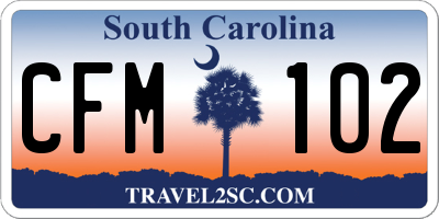 SC license plate CFM102