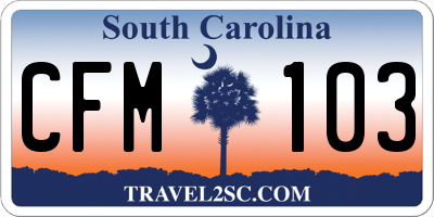 SC license plate CFM103