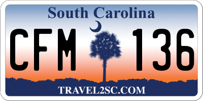 SC license plate CFM136