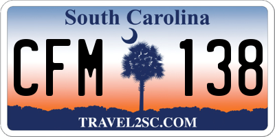 SC license plate CFM138