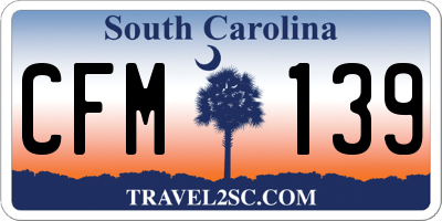 SC license plate CFM139