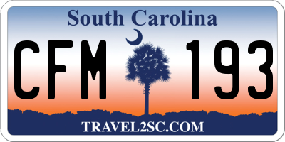 SC license plate CFM193
