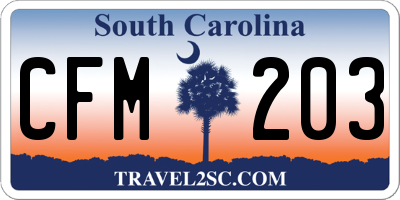 SC license plate CFM203