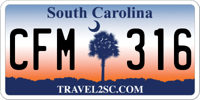 SC license plate CFM316