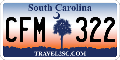 SC license plate CFM322