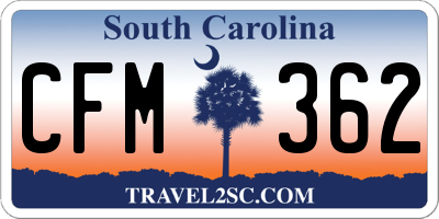 SC license plate CFM362