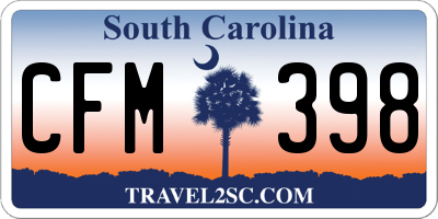 SC license plate CFM398