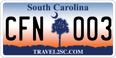 SC license plate CFN003