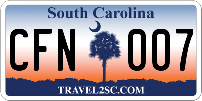 SC license plate CFN007