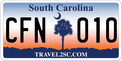 SC license plate CFN010