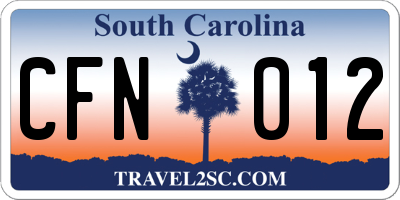 SC license plate CFN012