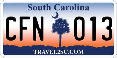 SC license plate CFN013