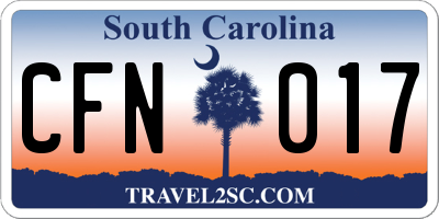 SC license plate CFN017