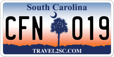 SC license plate CFN019