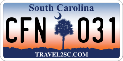SC license plate CFN031