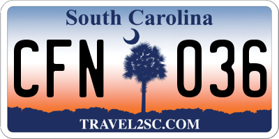 SC license plate CFN036