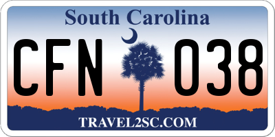 SC license plate CFN038
