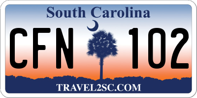 SC license plate CFN102