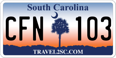 SC license plate CFN103