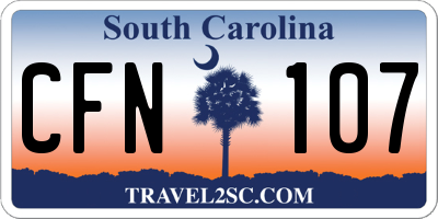 SC license plate CFN107