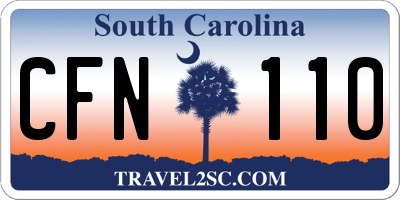 SC license plate CFN110