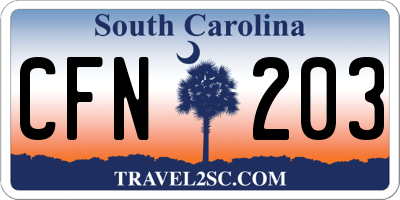 SC license plate CFN203