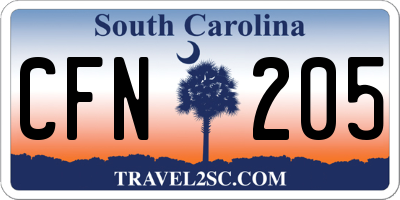SC license plate CFN205