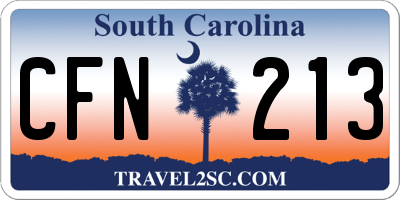 SC license plate CFN213