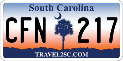 SC license plate CFN217