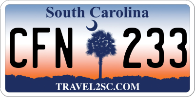 SC license plate CFN233