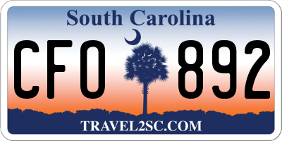 SC license plate CFO892