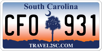 SC license plate CFO931