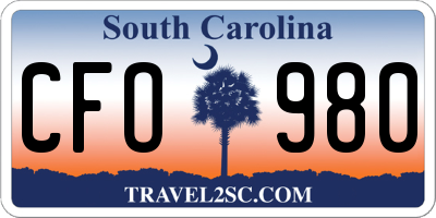 SC license plate CFO980