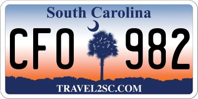 SC license plate CFO982