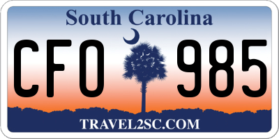 SC license plate CFO985