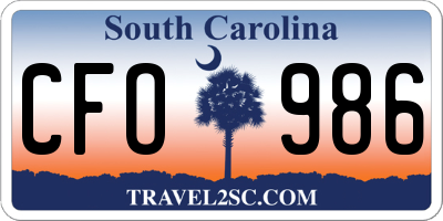 SC license plate CFO986