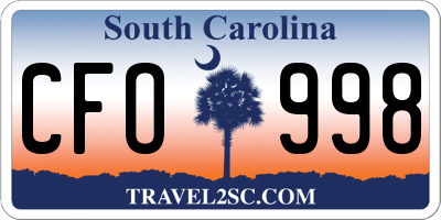 SC license plate CFO998