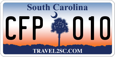 SC license plate CFP010